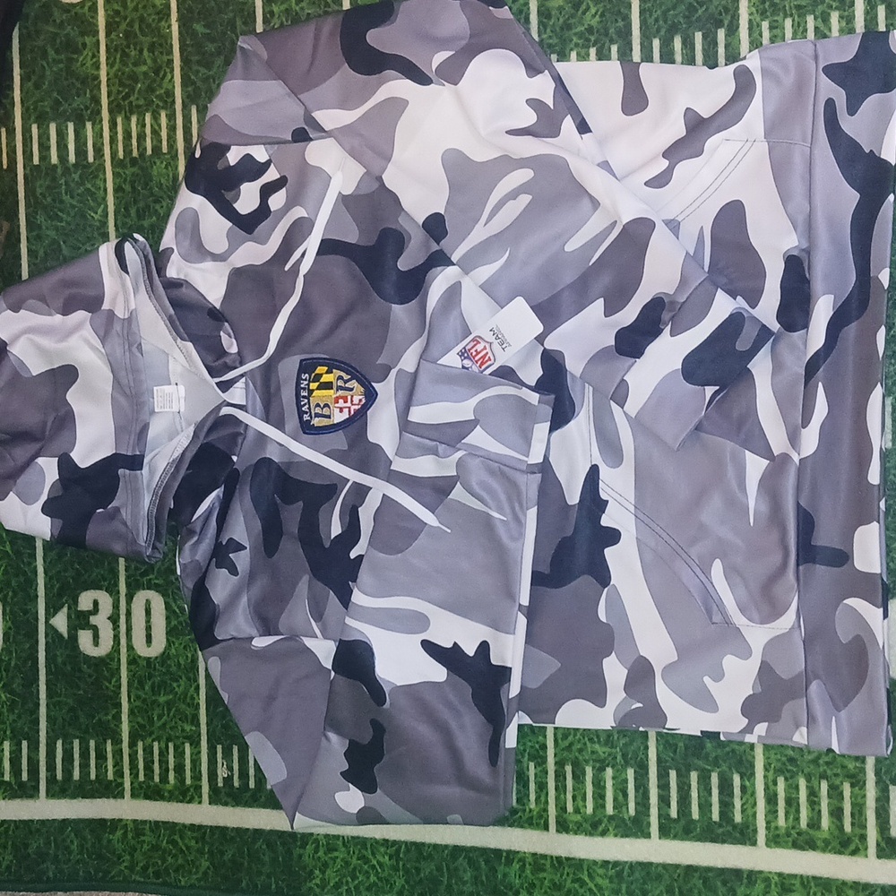 Baltimore Ravens Dri Fit Men's Athletic Black Camo Hoodie Sweatshirt NWT